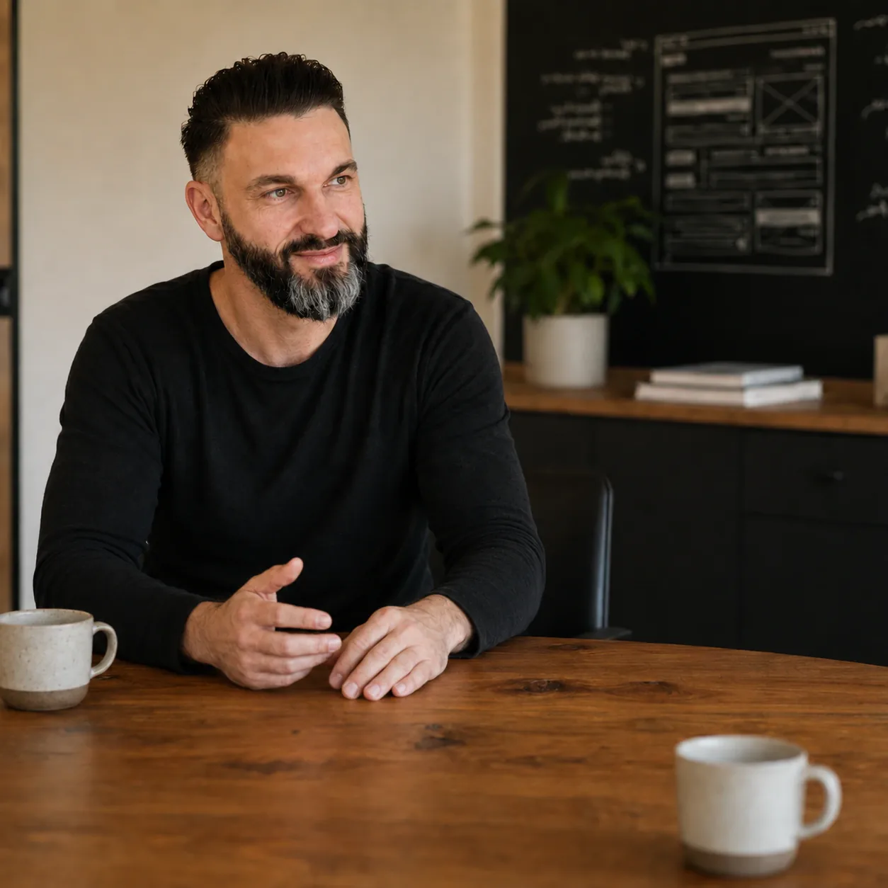 Dirk Meißner im Gespräch am Tisch