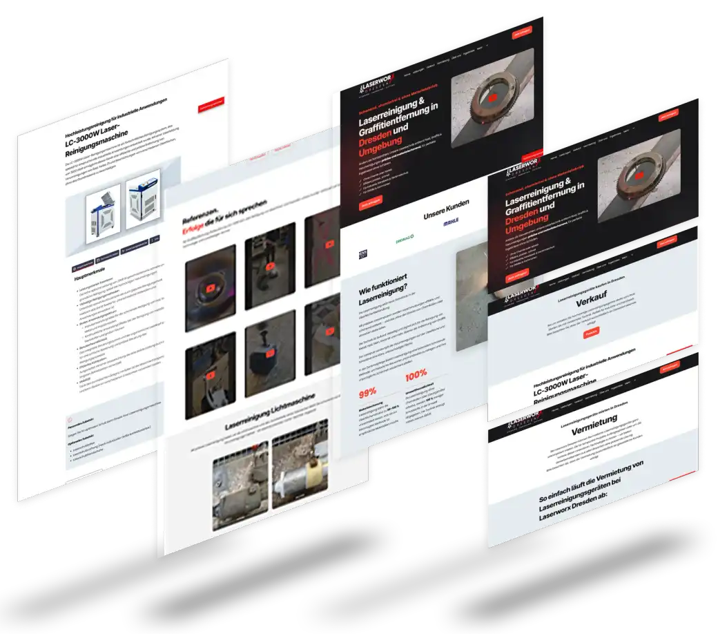 Webseite der Laserworx Laserreinigung aus Dresden, erstellt von Webdesign Wilsdruff