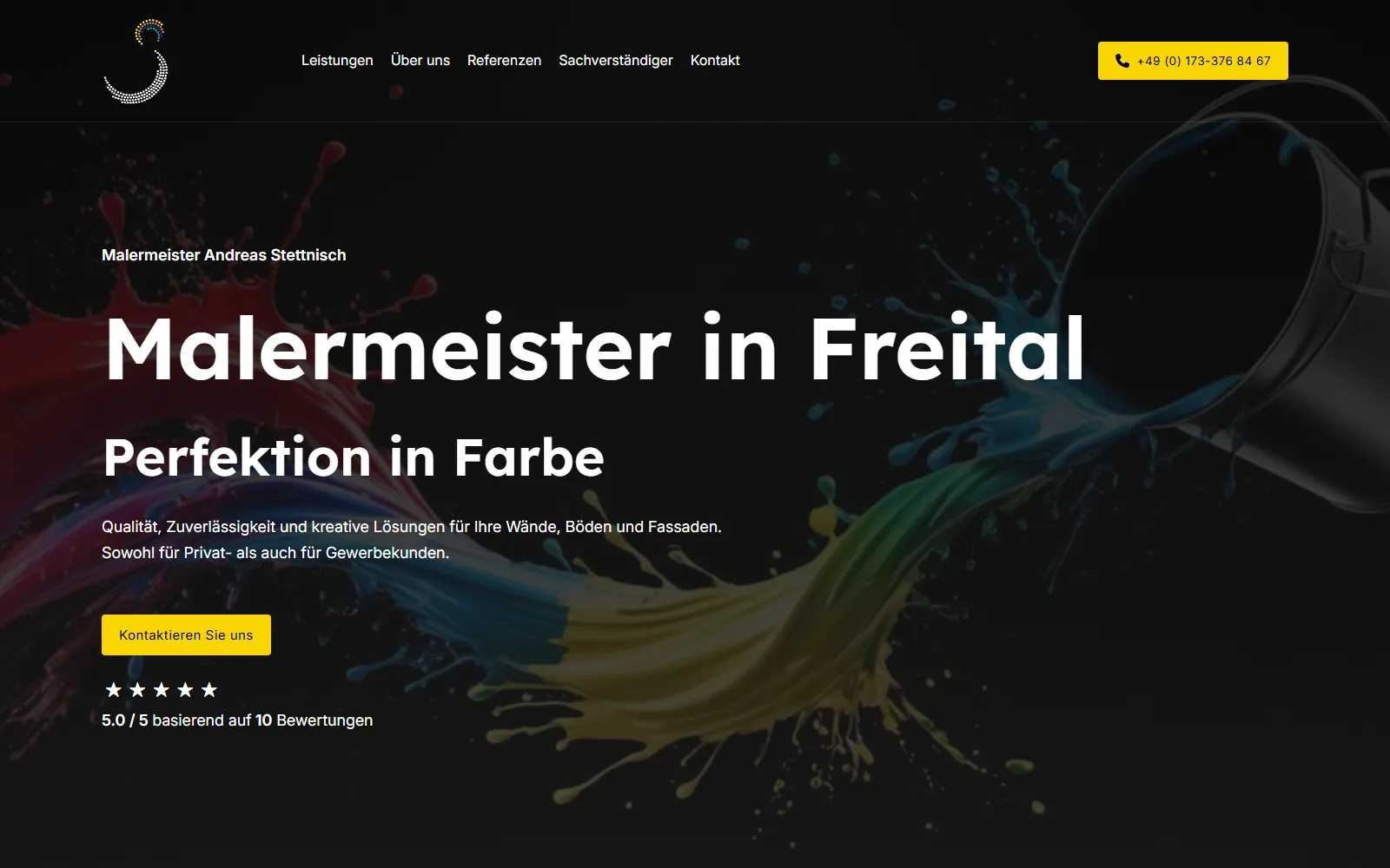Startseite der Webseite von Malermeister Stettnisch, Malerbetrieb in Freital