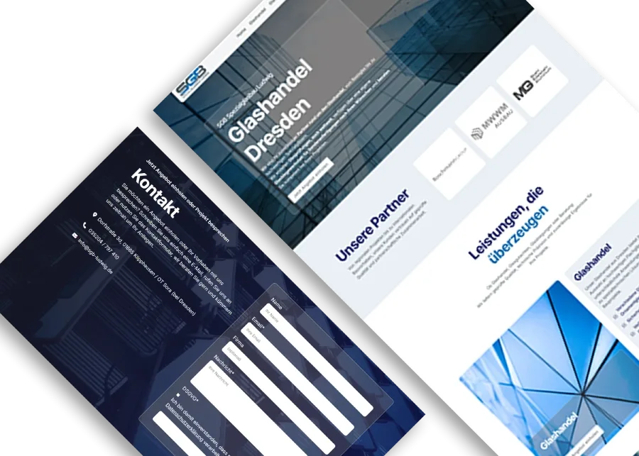 Webseite der SGB Spezialglasbau Ludwig, erstellt von Webdesign Wilsdruff