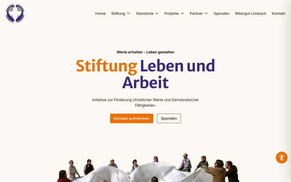 Startseite der Webseite von Stiftung Leben und Arbeit, soziale Einrichtung in Wilsdruff