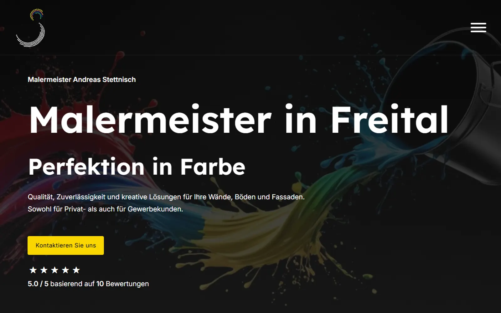 Startseite der neuen Website von Malermeister Stettnisch aus Freital auf einem Tablet